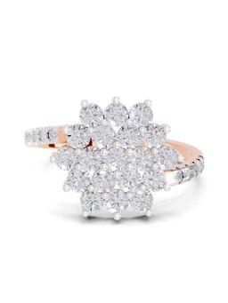 Sparkles - Lab Grown Diamond 0.93 Ct Snowfall Cluster Promise Ring 14K Rose Gold IGI Certified