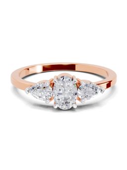 Sparkles - Lab Grown Diamond 0.60 Ct Three-Stone Oval & Pear Ring 14K Rose Gold IGI Certified