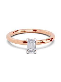 Sparkles - Lab Grown Diamond 0.4 Ct Emerald Shape Solitaire Ring 14K Rose Gold IGI Certified