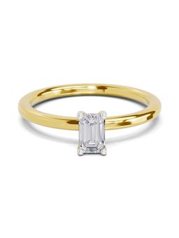 Sparkles - Lab Grown Diamond 0.4 Ct Emerald Shape Solitaire Ring 14K Yellow Gold IGI Certified
