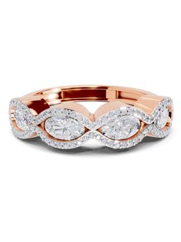 Sparkles - Lab Grown Diamond 1.64 Ct Oval Shape Halo Wave Ring 14K Rose Gold IGI Certified