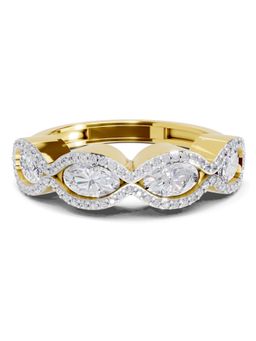 Sparkles - Lab Grown Diamond 1.64 Ct Oval Shape Halo Wave Ring 14K Yellow Gold IGI Certified