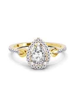 Sparkles - Lab Grown Diamond 0.62 Ct Pear Shape Halo Ring 14K Yellow Gold IGI Certified