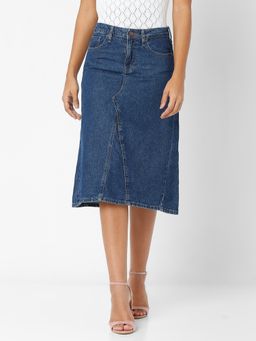 Spykar - Women Indigo Cotton Skinny Fit Regular Fit Skirt