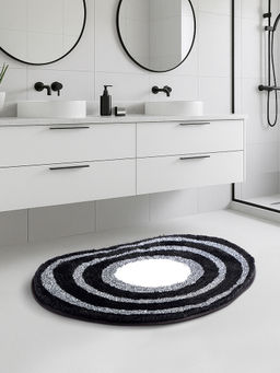 OBSESSIONS - Black Supersoft Polyester Bath Mat with Tpr Backing (M)