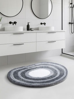 OBSESSIONS - Grey Supersoft Polyester Bath Mat with Tpr Backing (M)