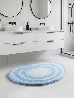 OBSESSIONS - Blue Supersoft Polyester Bath Mat with Tpr Backing (M)