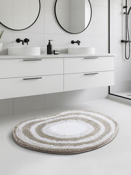 OBSESSIONS - Beige Supersoft Polyester Bath Mat with Tpr Backing (M)