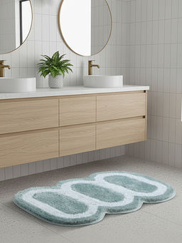 OBSESSIONS - Sage Green Supersoft Polyester Bath Mat with Tpr Backing (M)