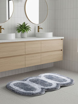 OBSESSIONS - Grey Supersoft Polyester Bath Mat with Tpr Backing (M)