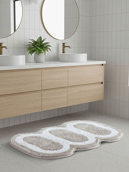 OBSESSIONS - Beige Supersoft Polyester Bath Mat with Tpr Backing (M)