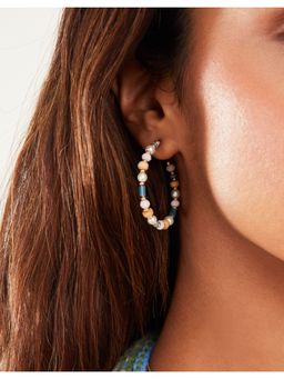 Accessorize London - Women Green Beaded Hoop Earrings