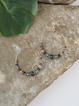 Accessorize London - Women Blue Beaded Hoop Earrings