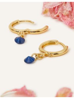 Accessorize London - Real Gold Plated Blue Z Sparkle Huggies Earrings