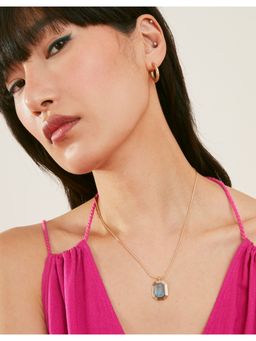 Accessorize London - Women Gold Pearlised Bevelled Edge Pendant