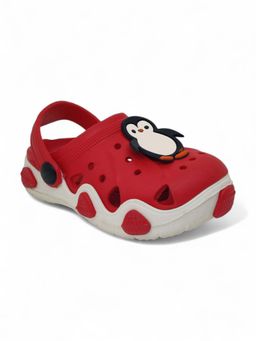 Lil Lollipop - Kids Penguin Applique Anti-Slip Clogs - Red