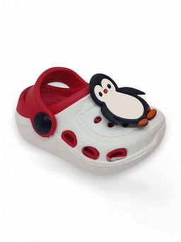 Lil Lollipop - Kids Penguin Applique Anti-Slip Clogs - White & Red