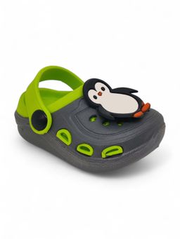 Lil Lollipop - Kids Penguin Applique Anti-Slip Clogs - Grey & Green