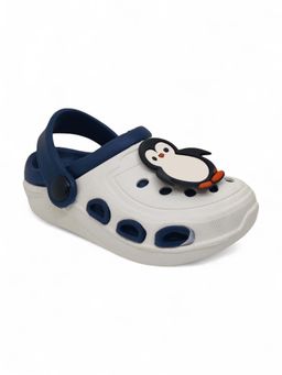 Lil Lollipop - Kids Penguin Applique Anti-Slip Clogs - White & Blue