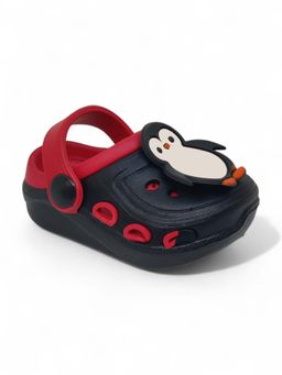 Lil Lollipop - Kids Penguin Applique Anti-Slip Clogs - Black & Red