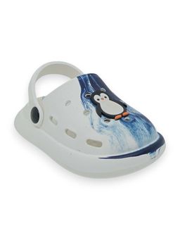 Lil Lollipop - Kids Marble Look Penguin Applique Anti-Slip Clogs - Blue