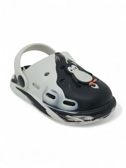 Lil Lollipop - Kids Marble Look Penguin Applique Anti-Slip Clogs - Black