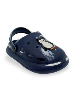 Lil Lollipop - Kids Marble Look Penguin Applique Anti-Slip Clogs - Navy Blue