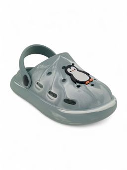 Lil Lollipop - Kids Marble Look Penguin Applique Anti-Slip Clogs - Grey