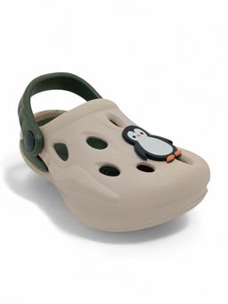 Lil Lollipop - Kids Penguin Applique Anti-Slip Clogs - Beige
