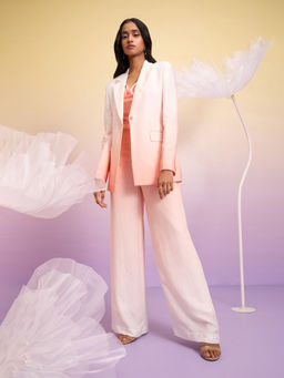 RSVP by Nykaa Fashion - Peach And White Ombre High Waist Straight Fit Pants
