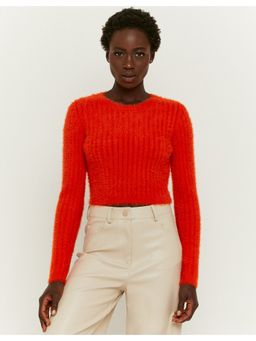 TALLY WEiJL - Orange Soft Touch Cropped Basic Sweater
