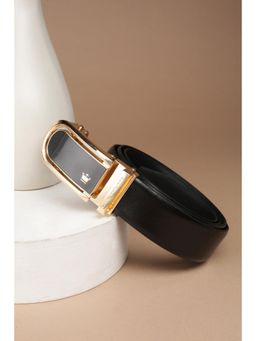 Louis Philippe - Men Black Solid Leather Belt