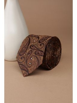 Peter England - Men Brown Embroidered Tie