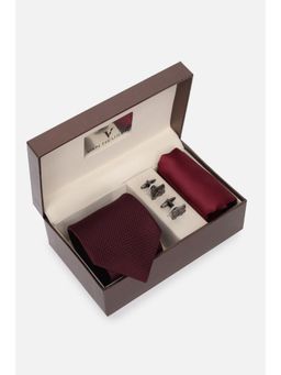 Van Heusen - Men Maroon Party Tie Pocket Square and Cufflink