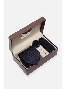 Van Heusen - Men Navy Party Tie Pocket Square and Lapel Pin