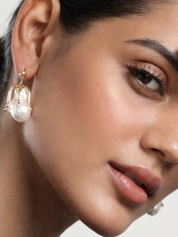 Blysk Jewels - Gold Plated Anti Tarnish Baroque Pearl Earrings