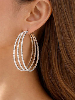 Blysk Jewels - Anti Tarnish Silver Colour Triple Row Earrings