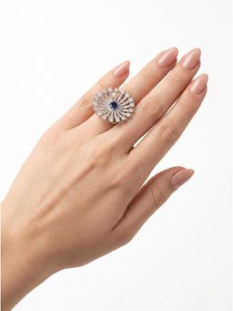 Adwitiya - Radiant Sapphire Sunburst Adjustable Statement Ring