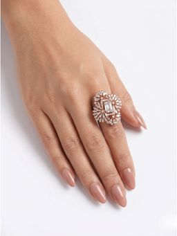 Adwitiya - Radiant Baguette and Crystal Burst Adjustable Statement Ring