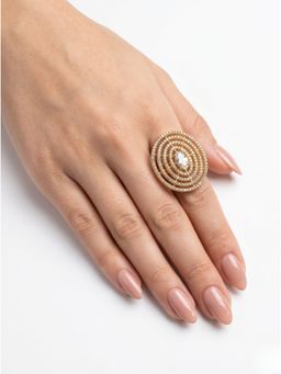 Adwitiya - Oval Lattice Gold Adjustable Statement Ring
