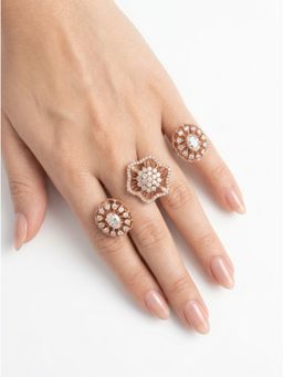Adwitiya - Tri-Motif Crystal Adjustable Statement Ring