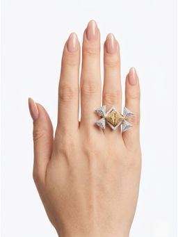 Adwitiya - Geometric Pyramid Dual-Tone Adjustable Statement Ring