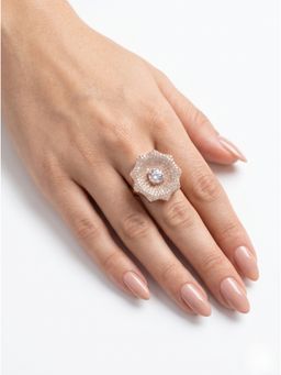 Adwitiya - Pave Crystal Bloom Adjustable Statement Ring