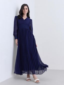 Styli - Women Self Design Long Sleeves Regular Maxi Dress