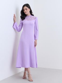 Styli - Women Lace Detail Full Sleeves Regular Midi Dress