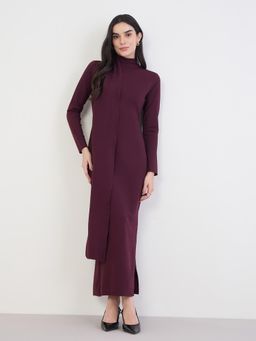 Styli - Women Bodycon Long Sleeves High Neck Maxi Dress