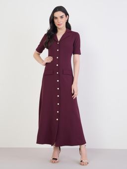Styli - Women Solid Short Full Sleeves T-shirt Maxi Dress