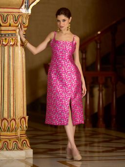 PURVAJA - Women Bodycon Midi Sleeveless Square Embellished/Sequined Dress