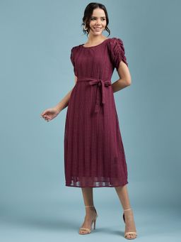 Styli - Womens Embroidered With Polyester Lining Brown Dress