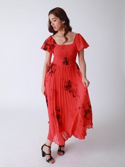 Strong And Brave - Women Floral Printed Regular Fit and Flare Dress